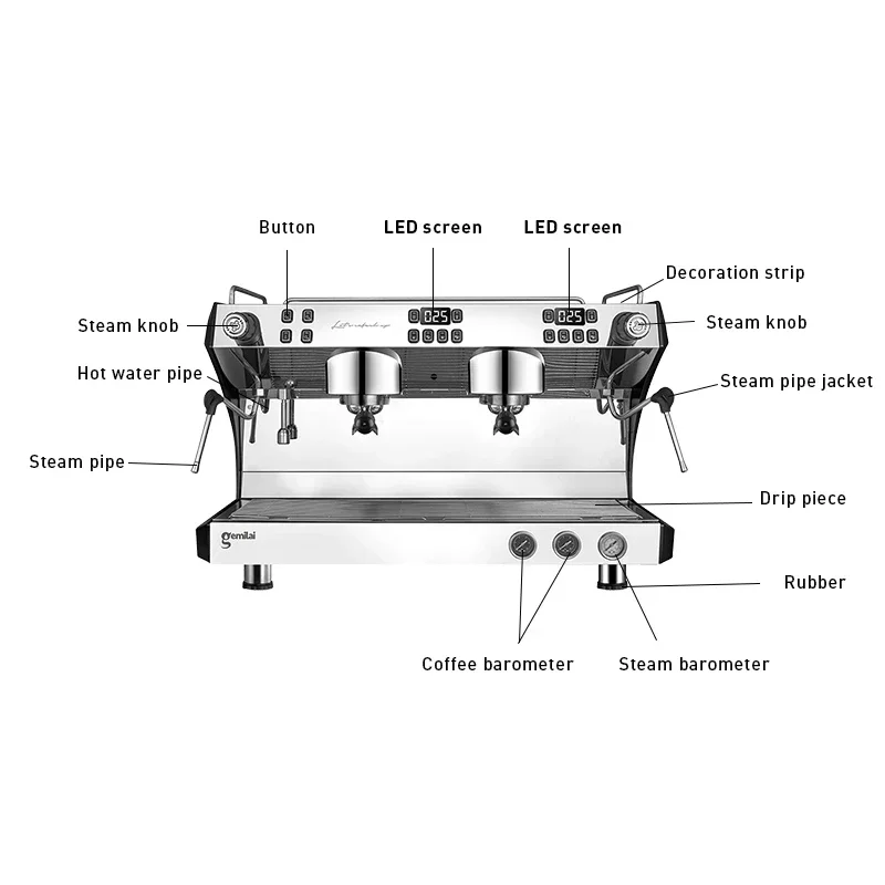 Espresso Machine Semi Auto - Cafetera Espresso Comercial Semiautomática, Fabricada en