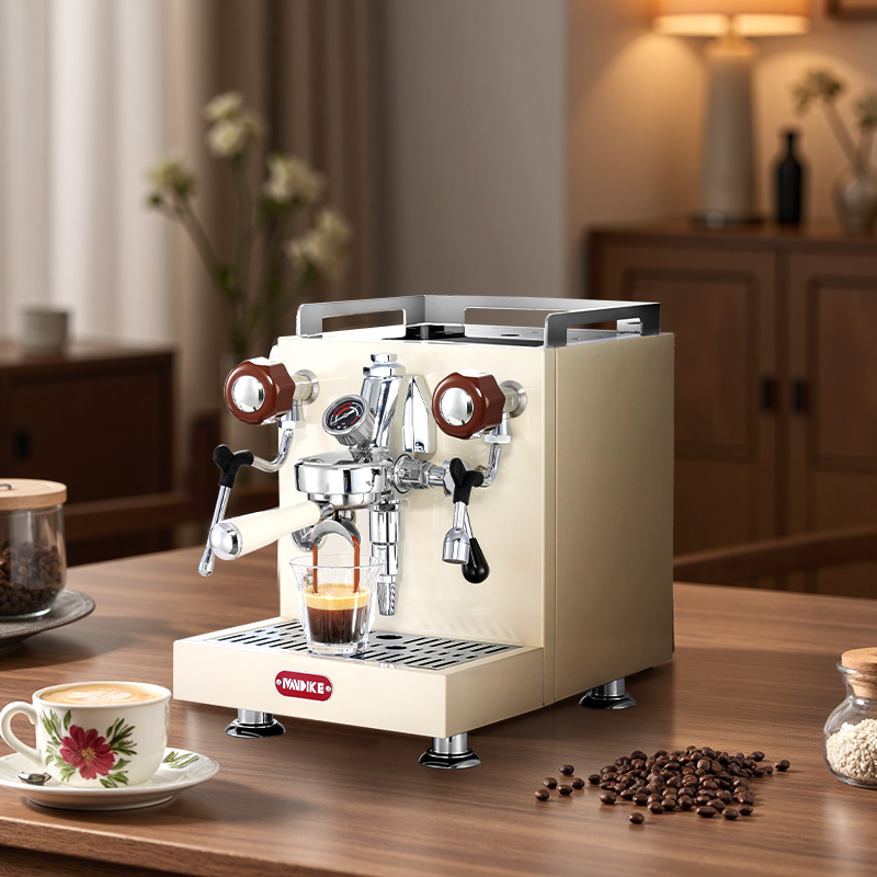 Espresso Machine Semi Auto - Cafetera MDK blanca de doble caldera